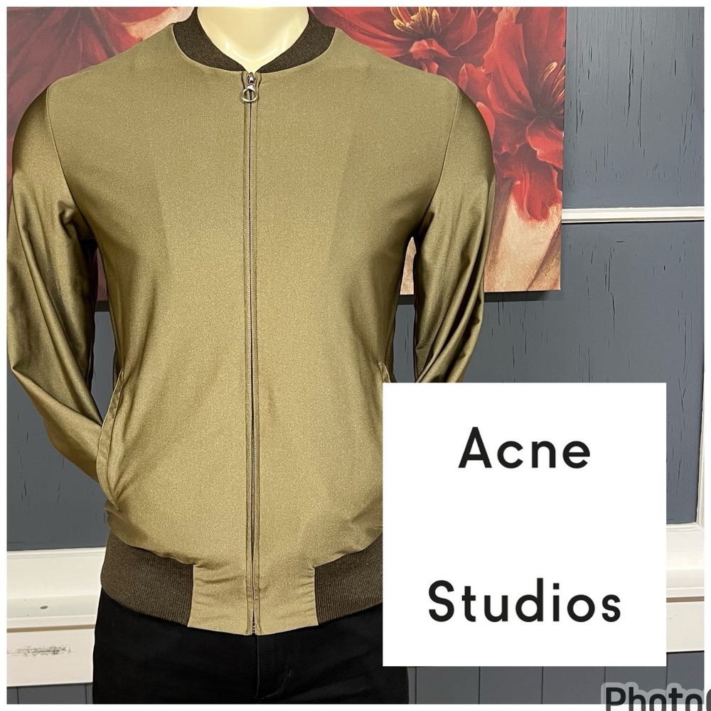 Acne Studios PAW15 Full Zip Bomber Jacket‎ Mens Sz Small Satin Polyester Lined